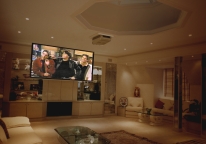 Different lighting scenes on display, here a watching a movie scene is shown